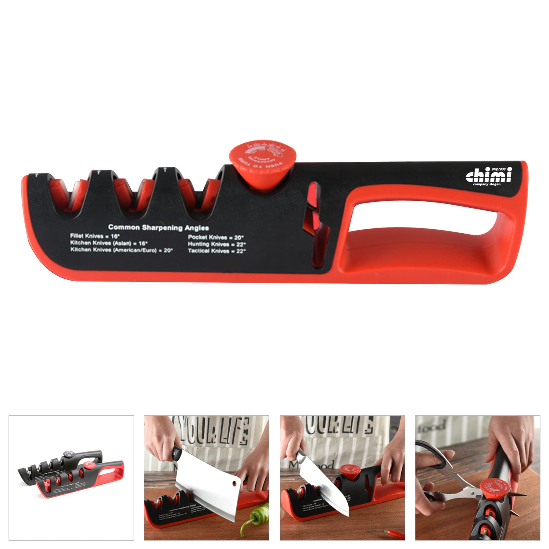 4-in-1 Manual Knife Sharpener with Adjustable Angle Knob