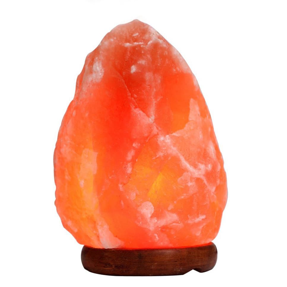 Natural Crystal Salt Lamp with Wood Base