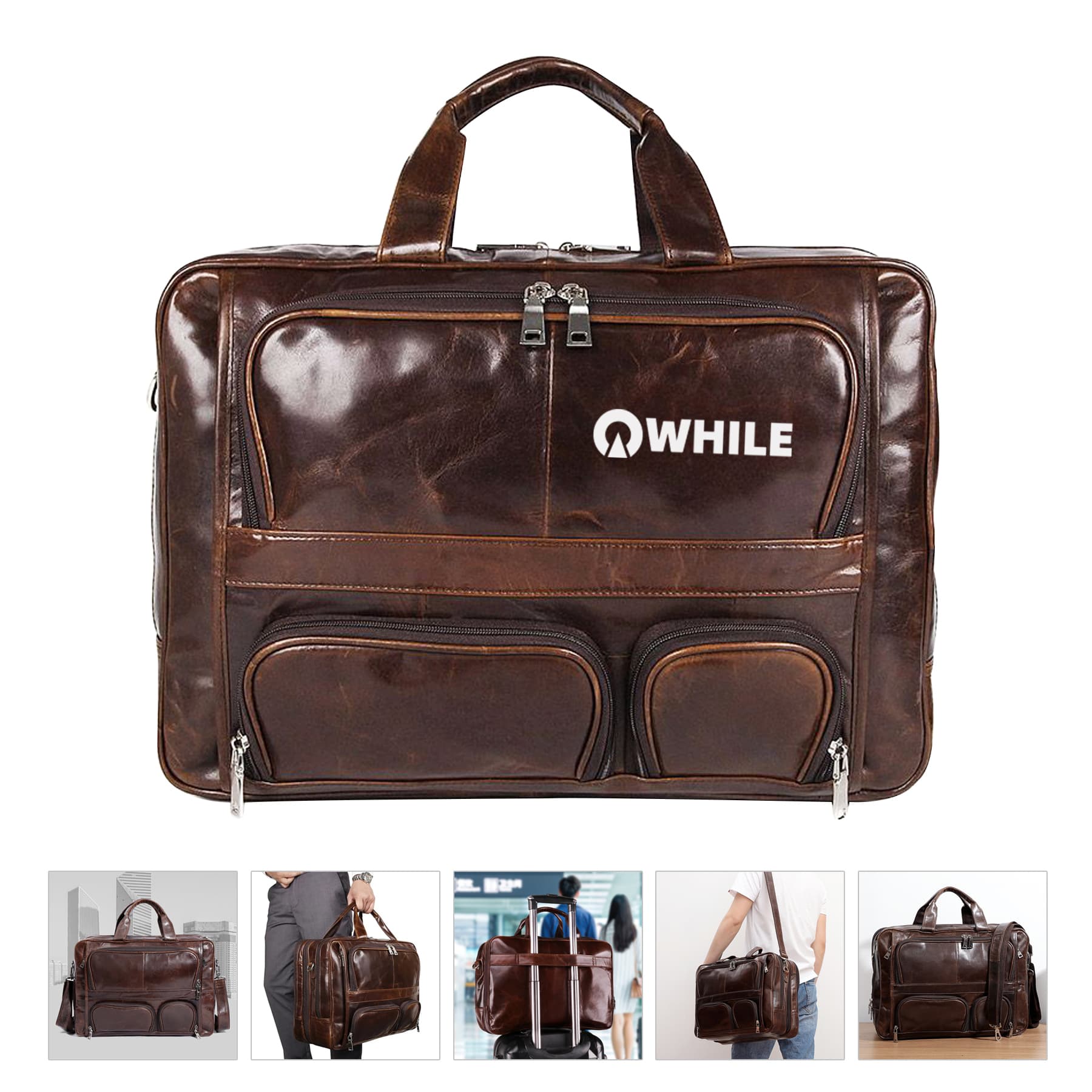 17 Inch Full Grain Genuine Leather Briefcase Messenger Bag