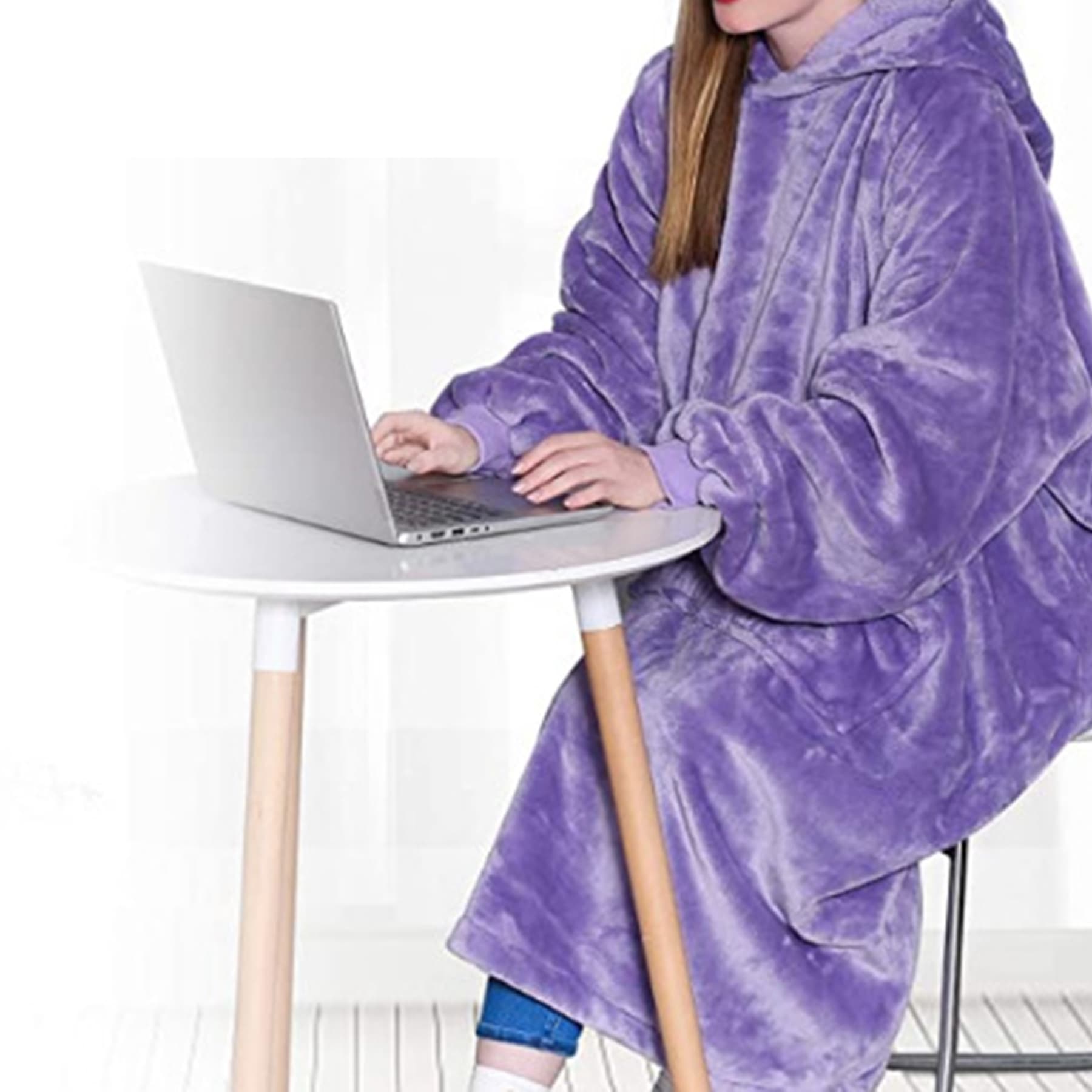 Extended Lazy Blanket Fleece Hooded Pullover