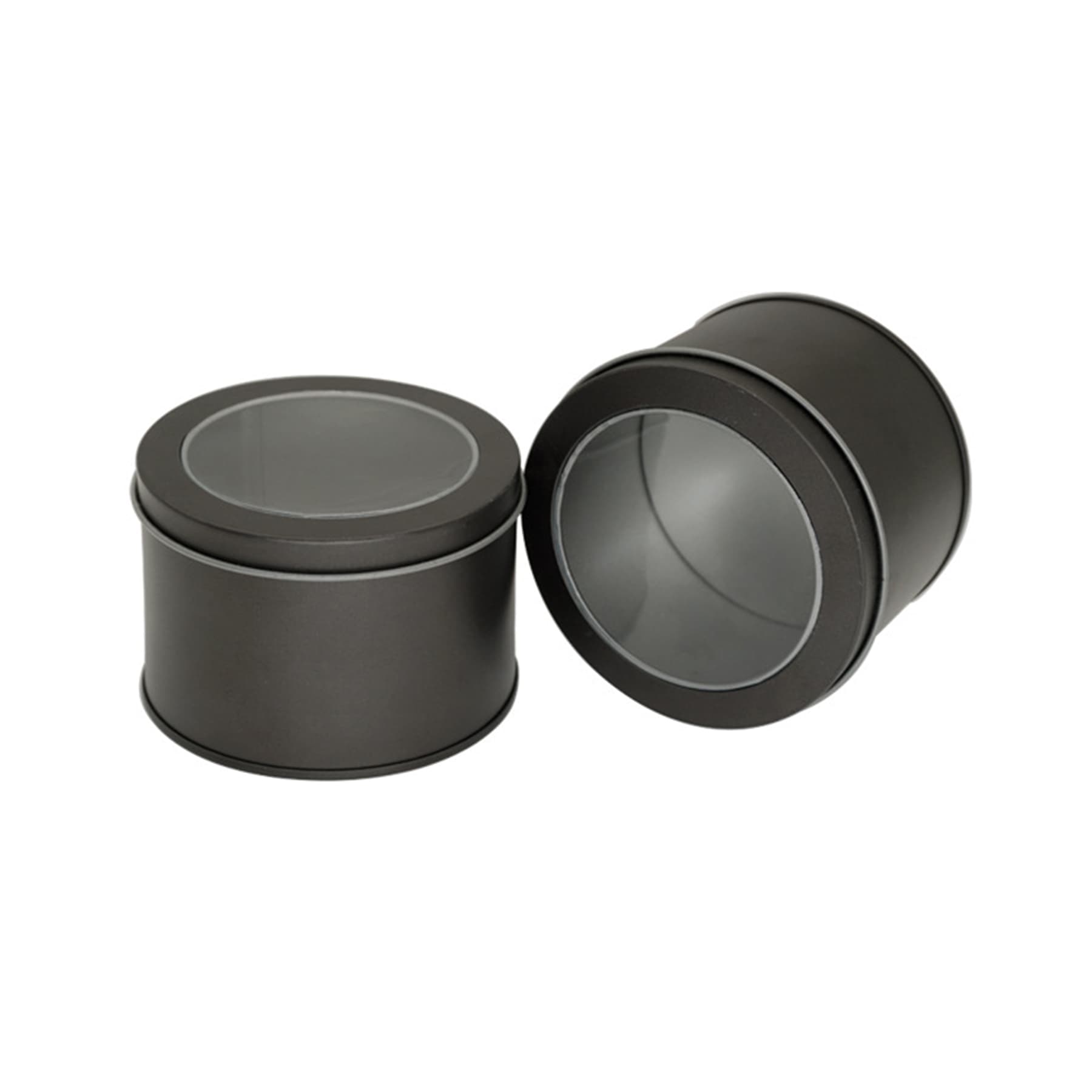 Round Metal Tin With Clear Top