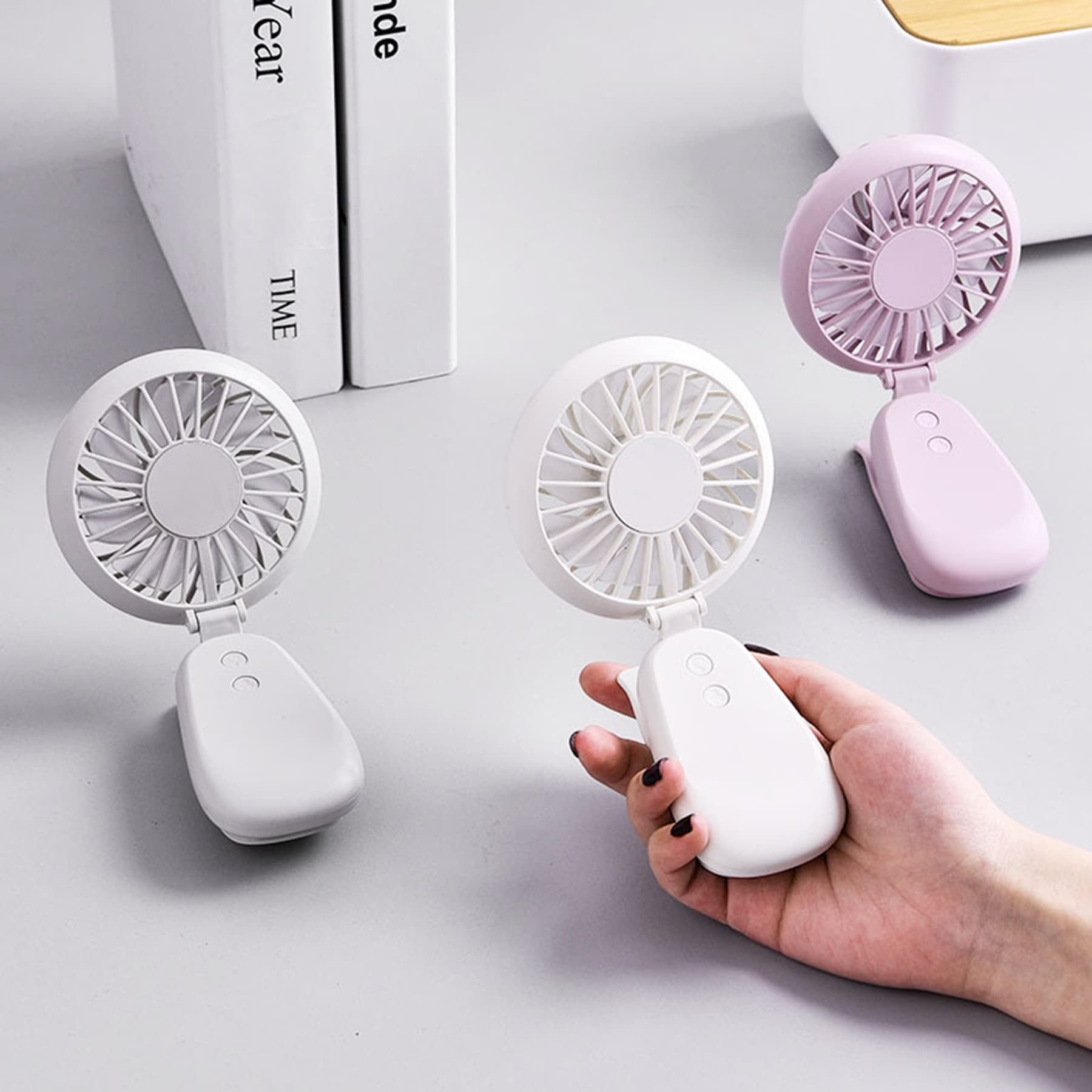 Portable Clip On Rechargeable Fan With Led Light