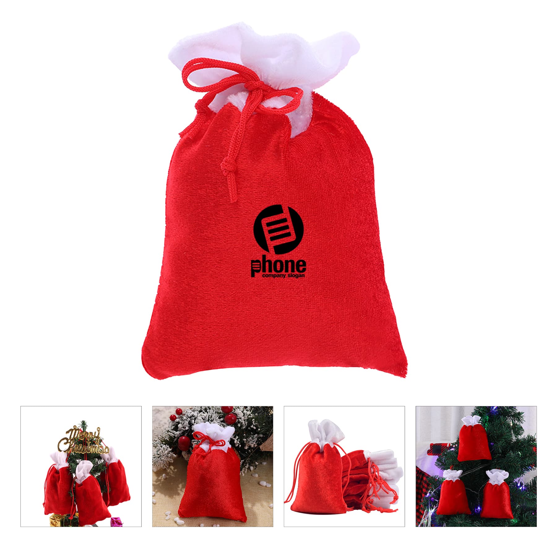 Christmas Tree Hanging Decoration Drawstring Flannel Bag