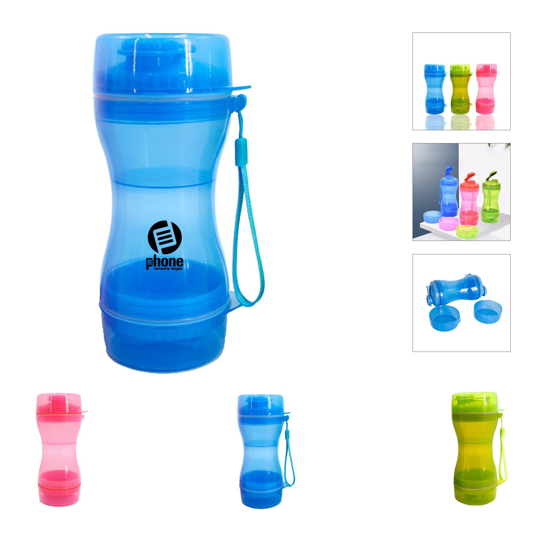 2-In-1 Pet Food Water Bottle With Bowl