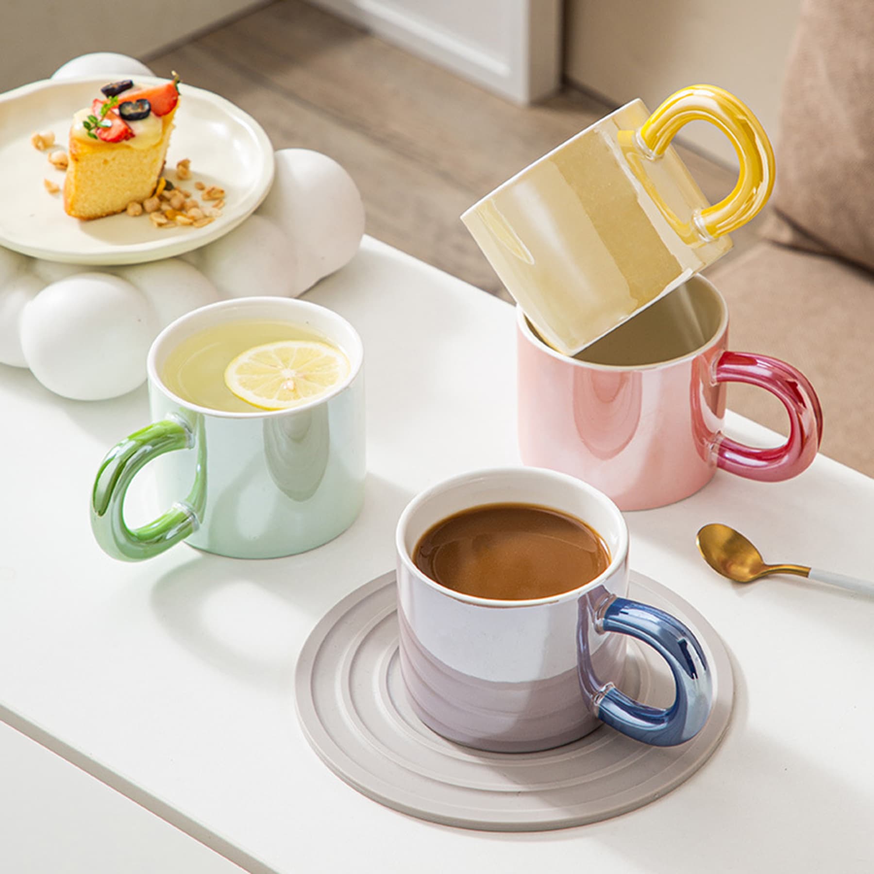 Light luxury pearl glazed electroplated coffee cup