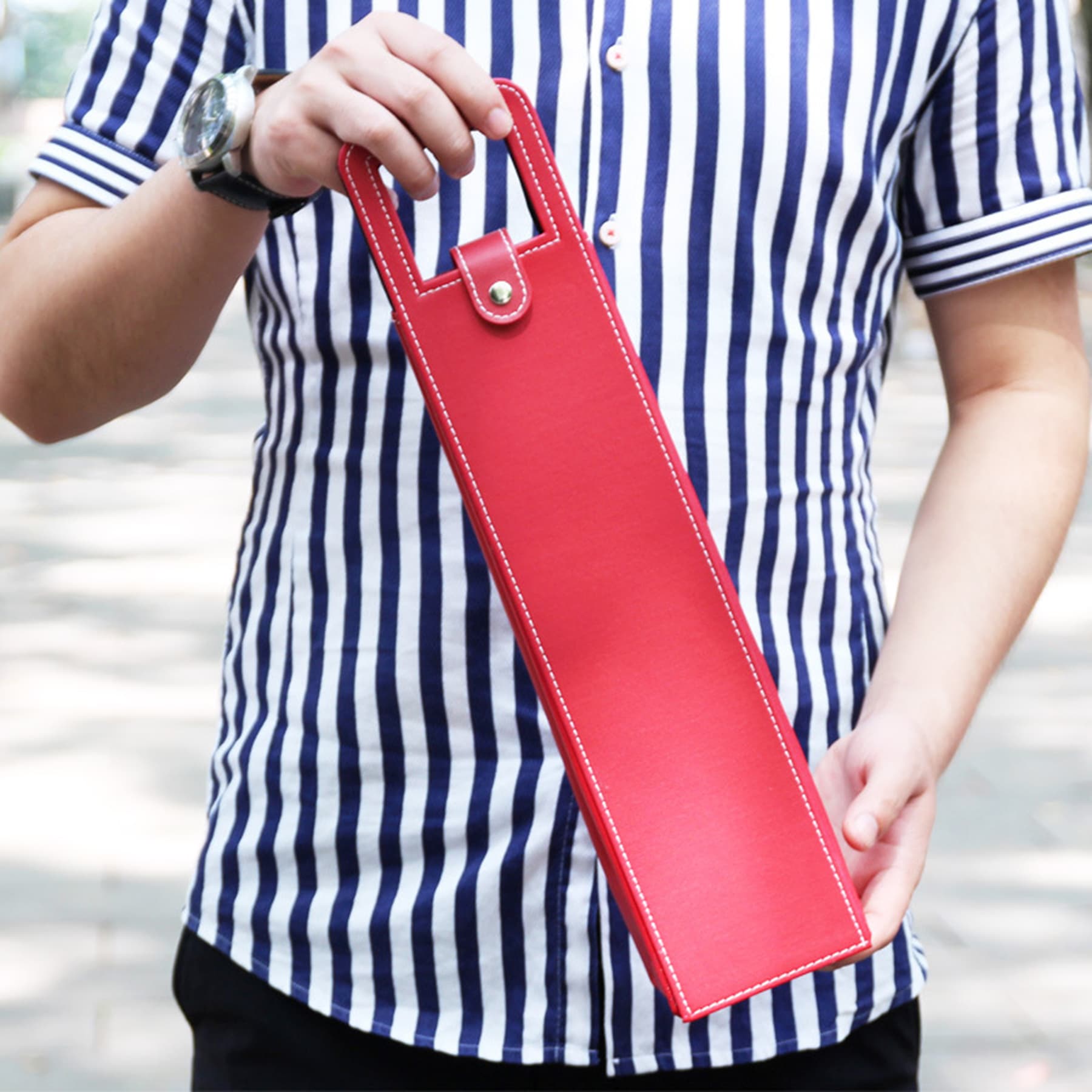 Leather Wine Bottle Tote Carrier Bag
