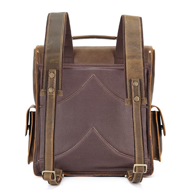 Genuine Leather Laptop Backpack Vintage Travel Office Bag