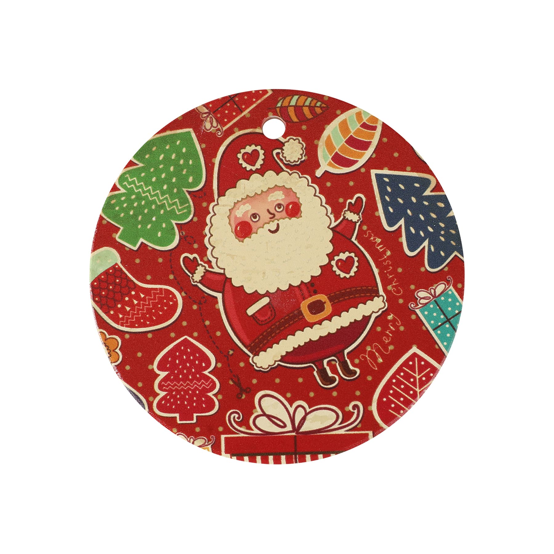 Two-Side Printed Ceramic Christmas Tree Hanging Accessories