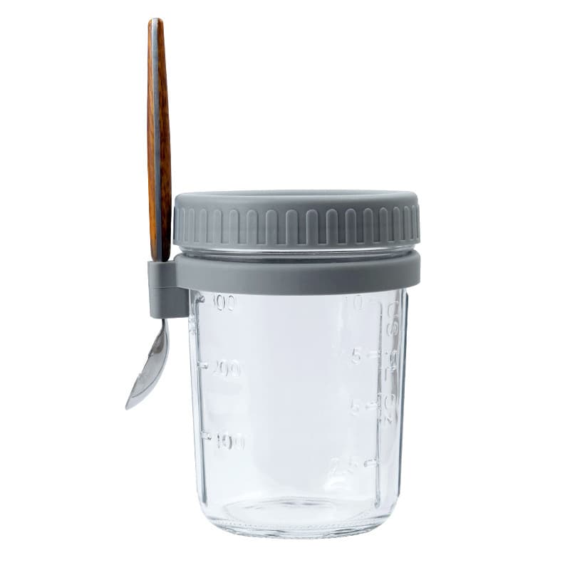 Overnight Oatmeal Cup Glass With Lid And Spoon