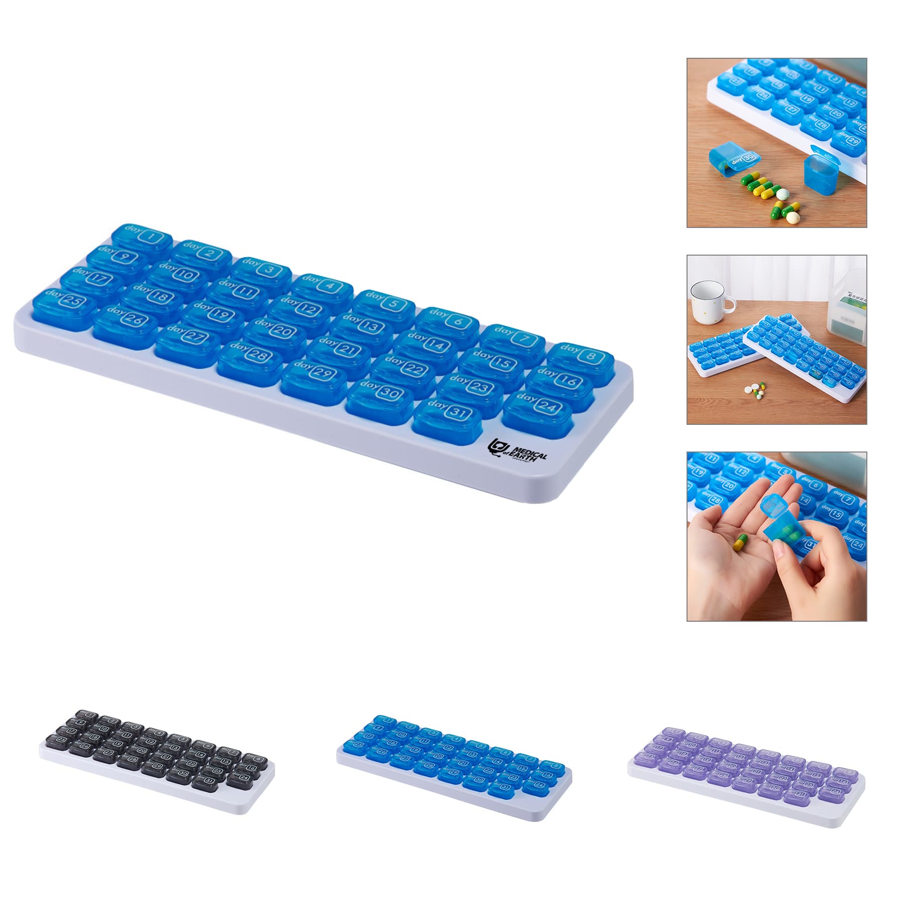 31 Day Pill Organizer With Daily Portable Pop-Out Pods