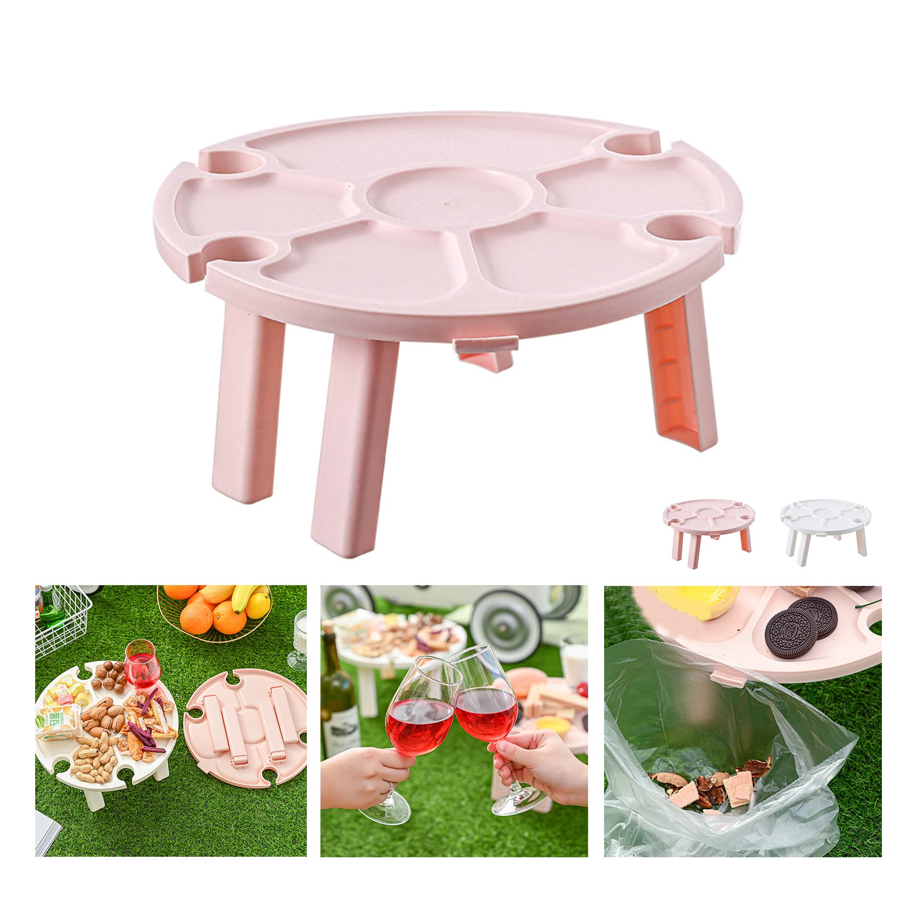 Outdoor Picnic Table with Wine Glass Holder
