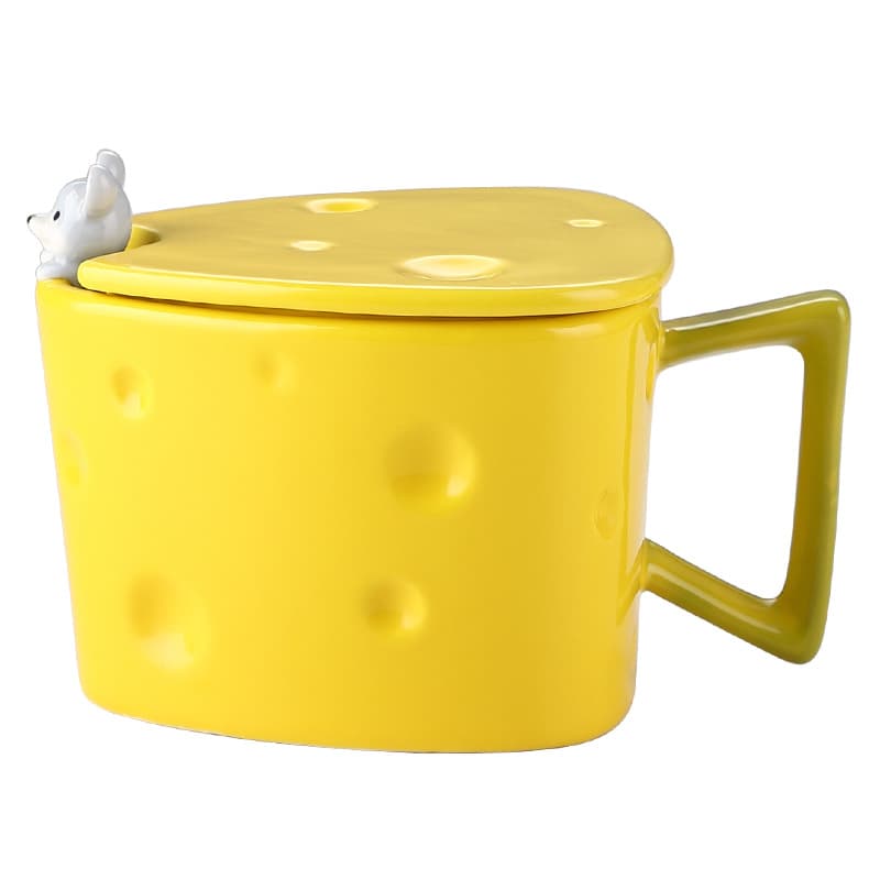 Cheese Shaped cup lids and a golden spoon