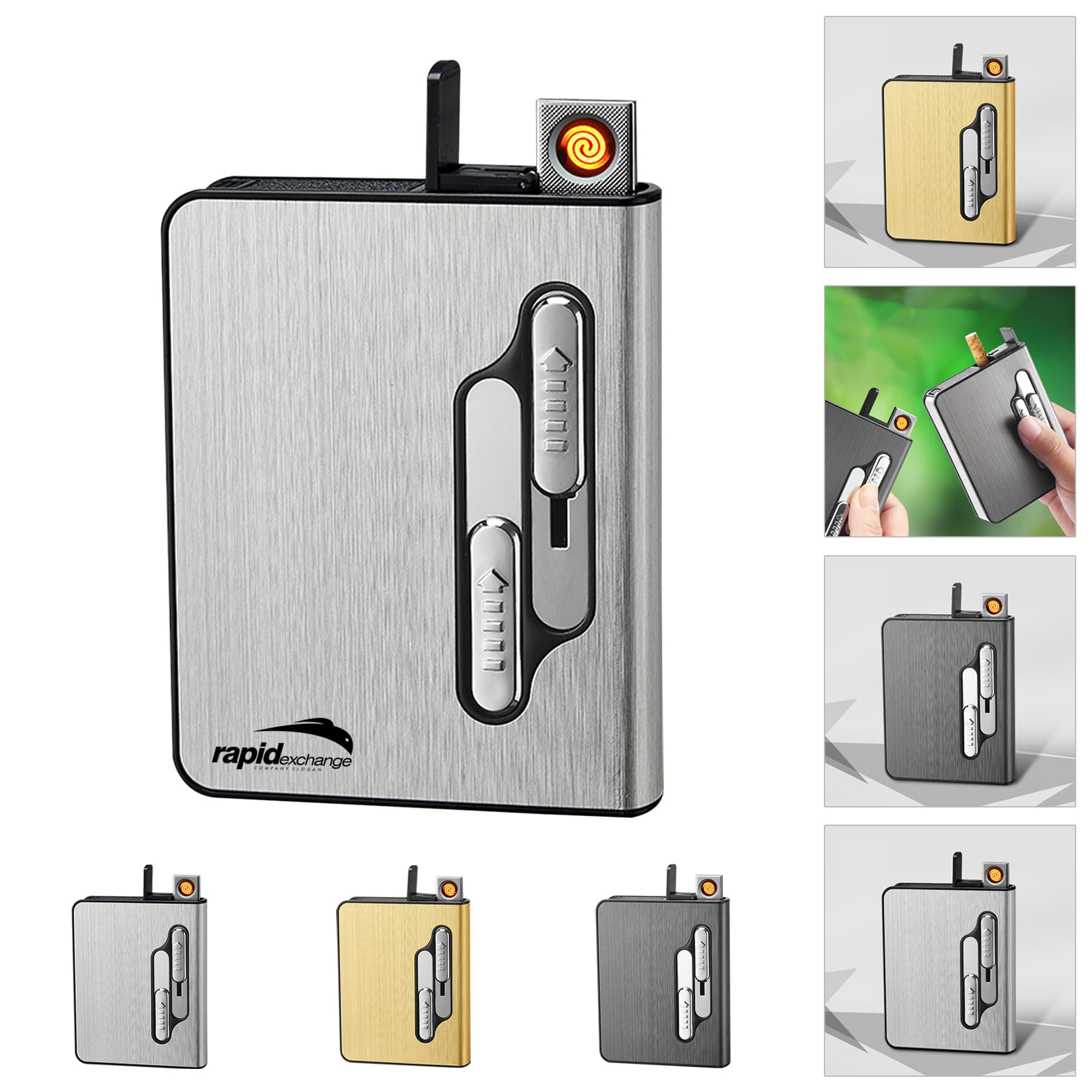 Electronic Lighter And Cigarette Box Tobacco Case