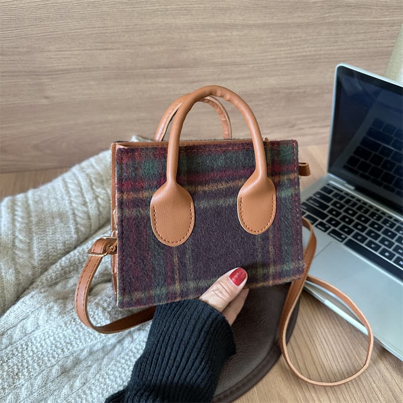 Canvas Small Checkered Cross-body Bag