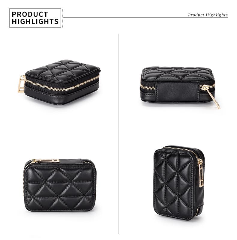 Genuine Leather Makeup Bag With Mirror