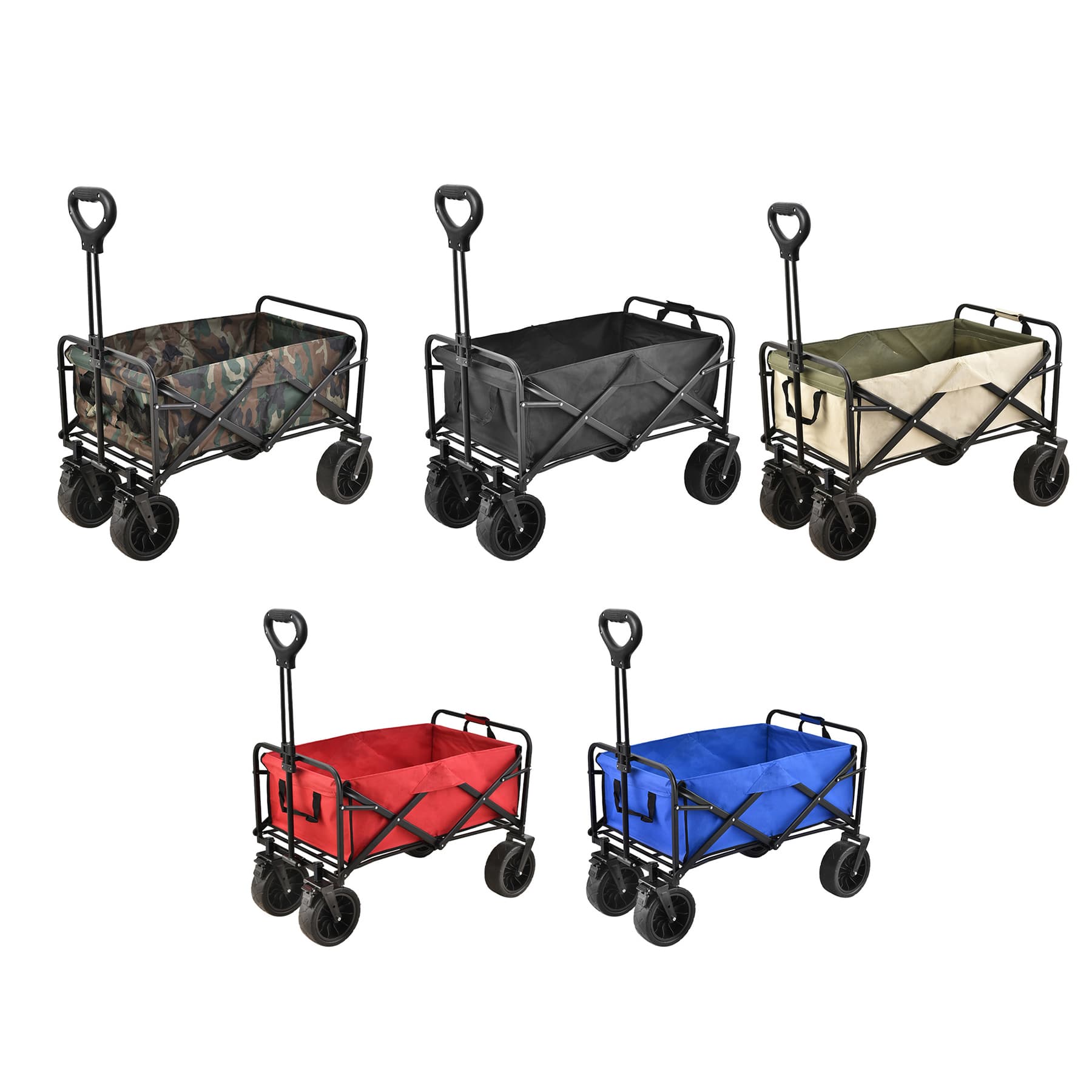 Off-road wheels push handle folding camping cart household shopping outdoor