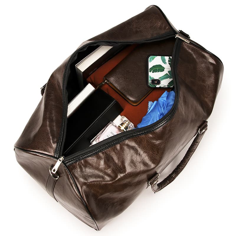 Pu Leather Sport Gym Duffle Travel Bag