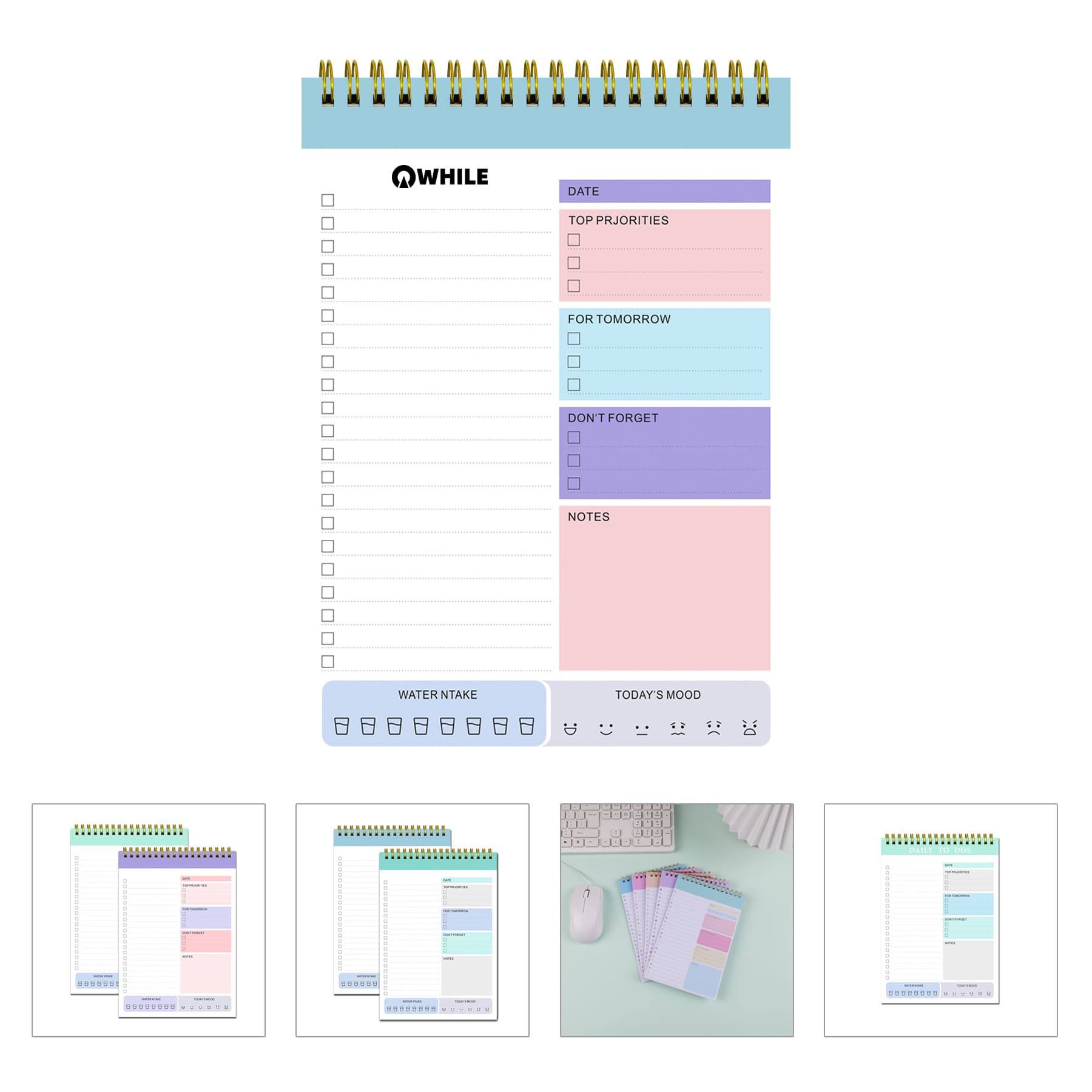 Daily Planner Notepad Undated 52 Sheets