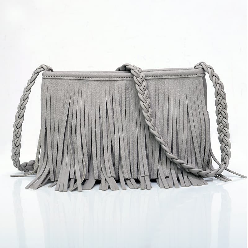 PU Hand-woven tassel shoulder cross-body bag