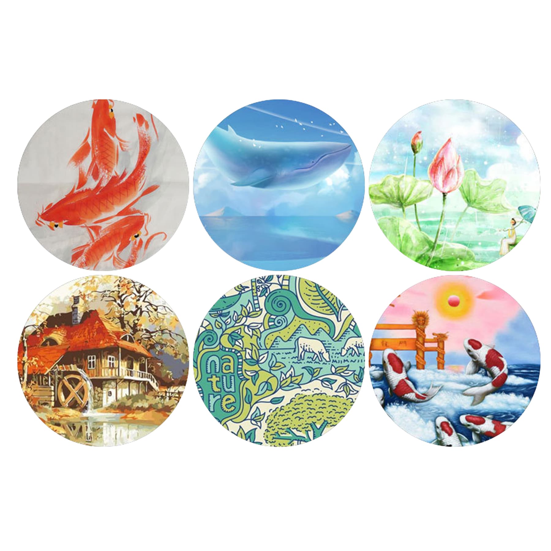 Full Color Round Ceramic Coaster with Cork