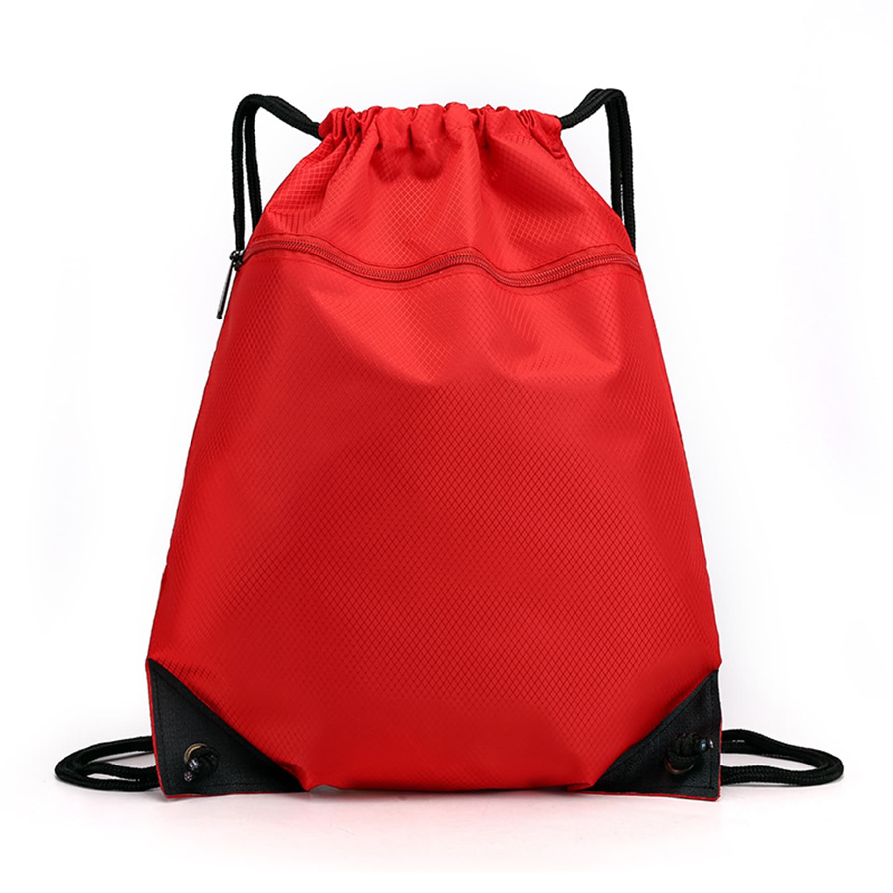 Zipper Oxford Drawstring Bag with Diamond Pattern