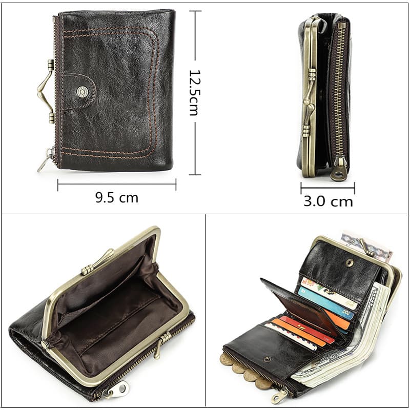 Genuine Leather RFID Clip Medium Waterproof Wallet