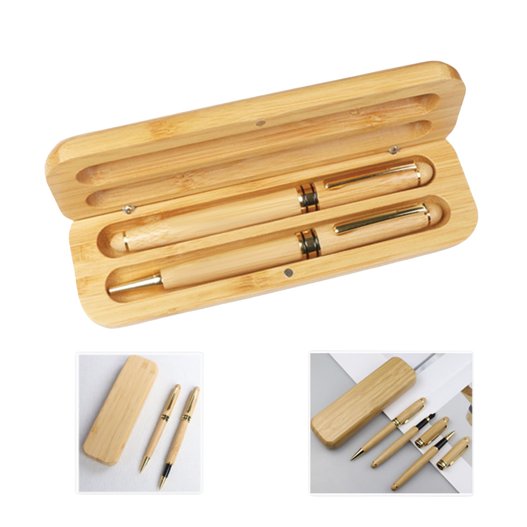 Bamboo Pen Sets (1 Ballpoint Pen and 1 Gel Ink Pen)