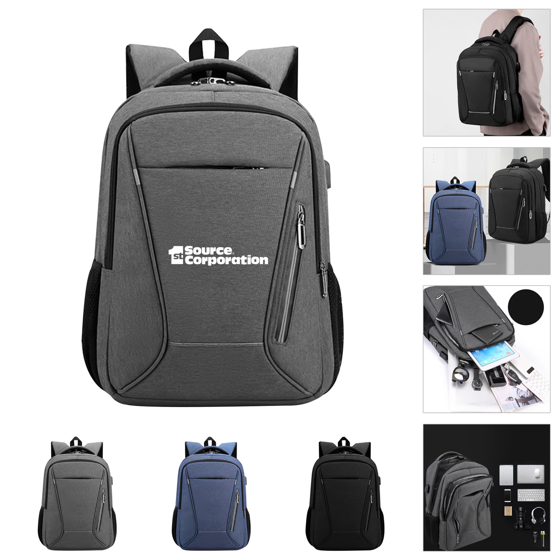 Business Anti Theft Laptops Backpack withUSB Charging Port