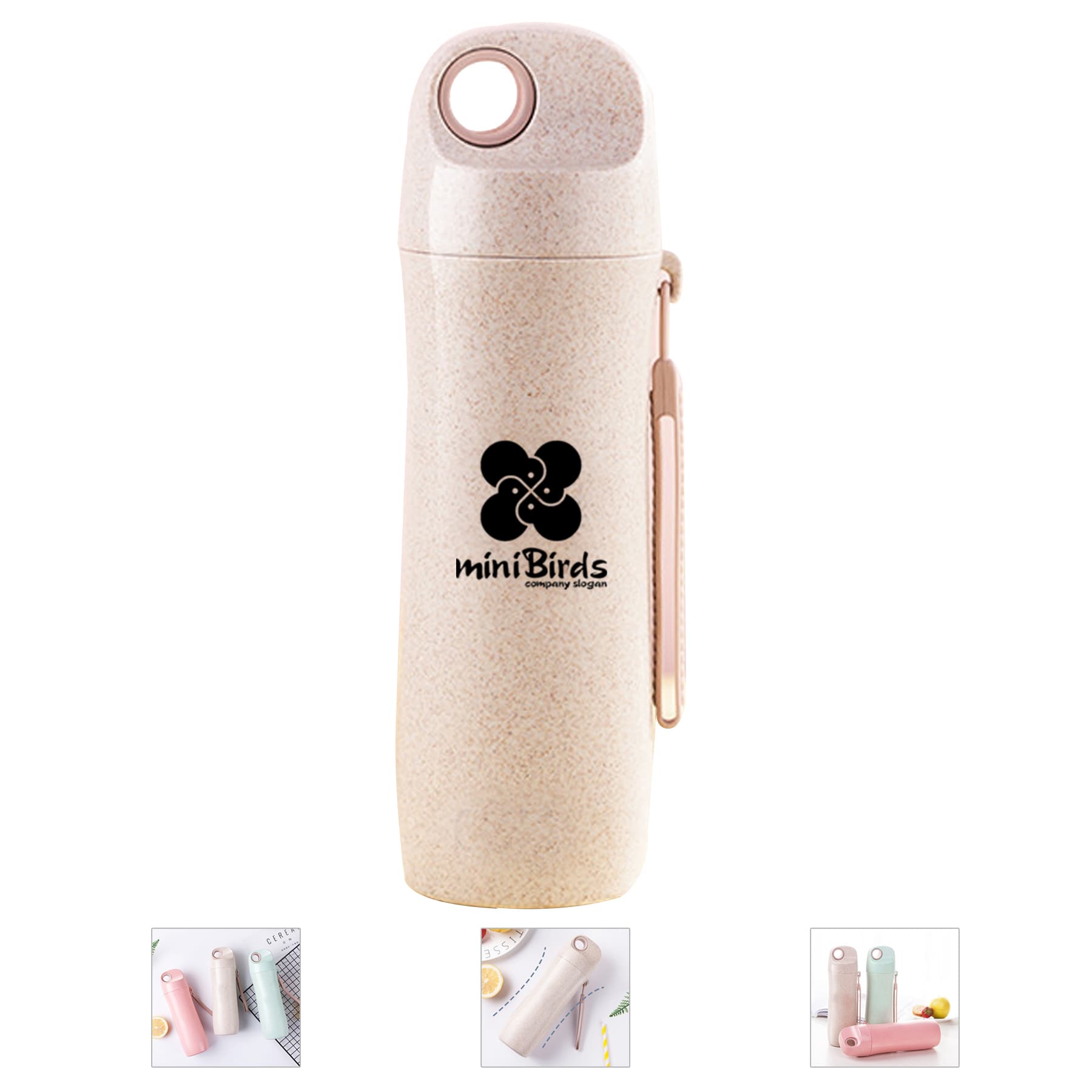 Wheat Straw Portable Leakproof Water Cup 14Oz