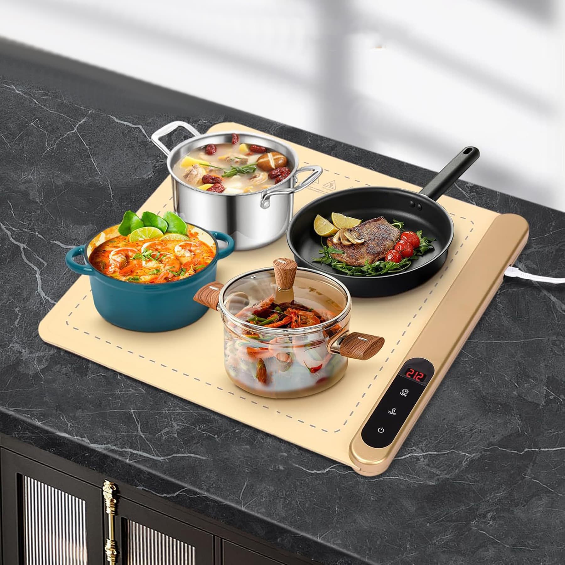 Smart Foldable Electric Food Warming Mat: Kitchen Gifts Roll Up Silicone Heating Mat for Food - Portable Tray Party Hosting Essentials Hot Plate