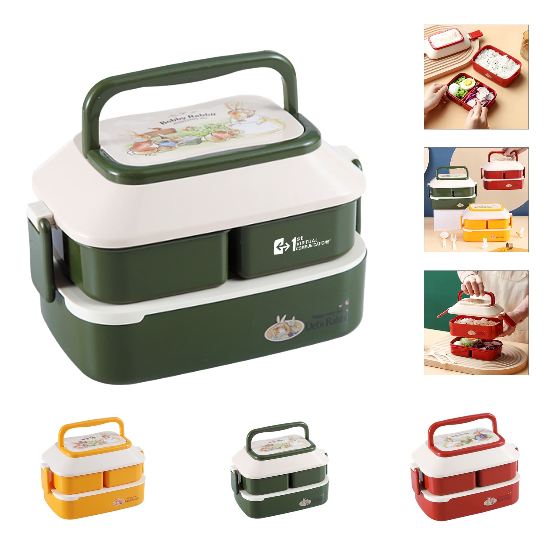 1L Small Double Compartments Children'S Lunch Box