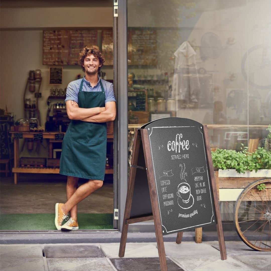 Wood Double-Sided Standing A-Frame Sidewalk Chalkboard Sign