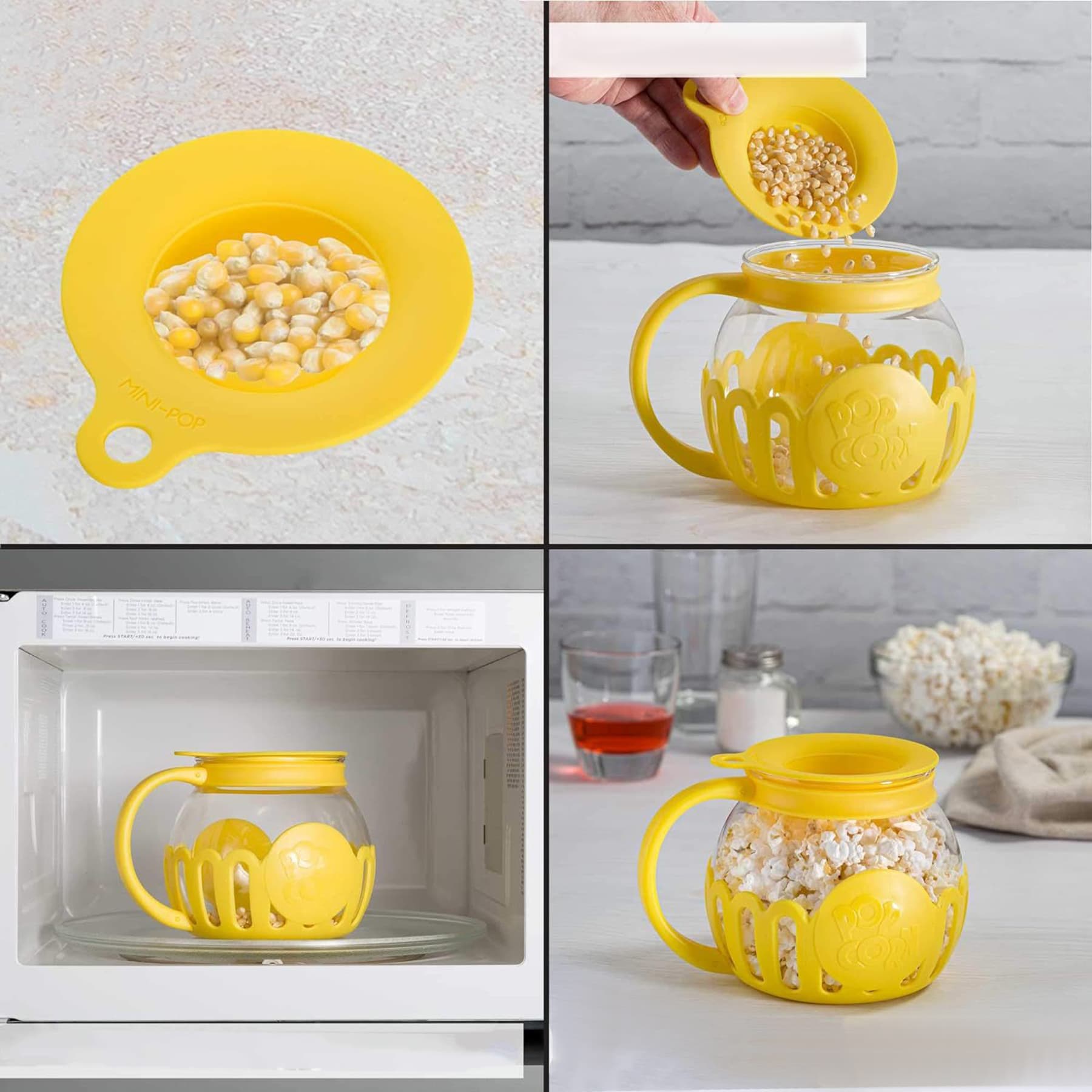 Microwave Popcorn Popper with Temperature Safe Glass