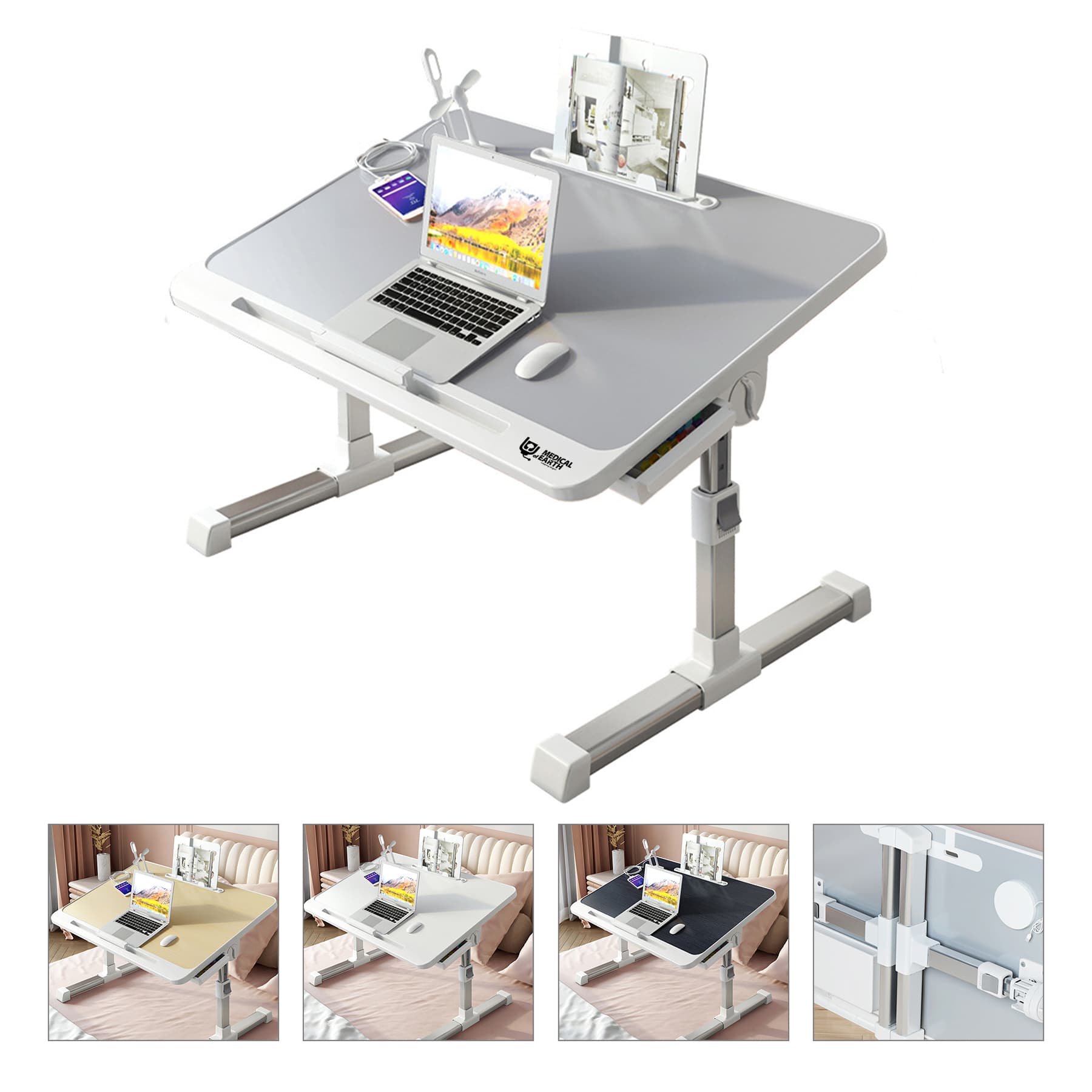 Foldable Laptop Table with Storage Drawer