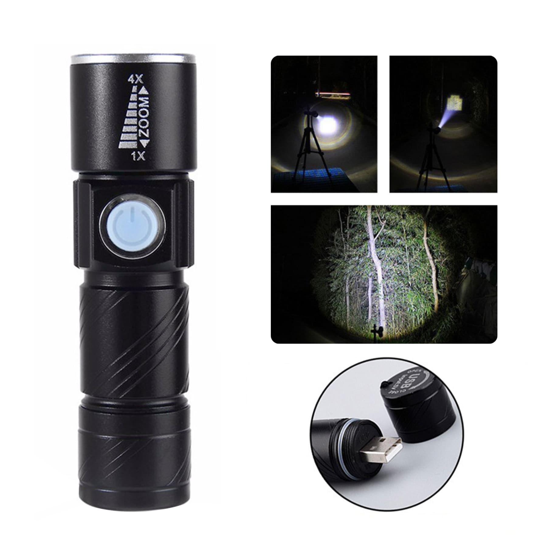 Usb Rechargeable Multifunction Led Flashlight