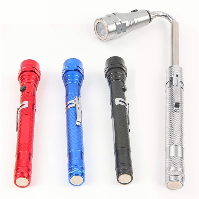 LED Telescopic Extensible Double Magnetic Flashlight