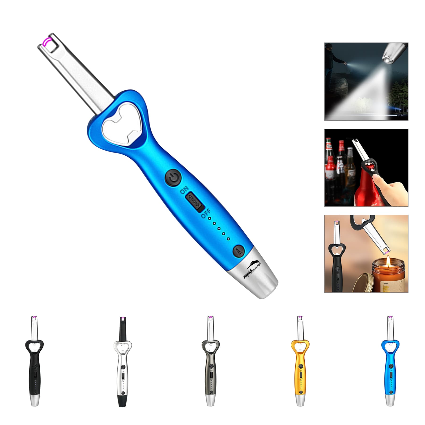 Portable LED Rechargeable Arc Lighter With Bottle Opener