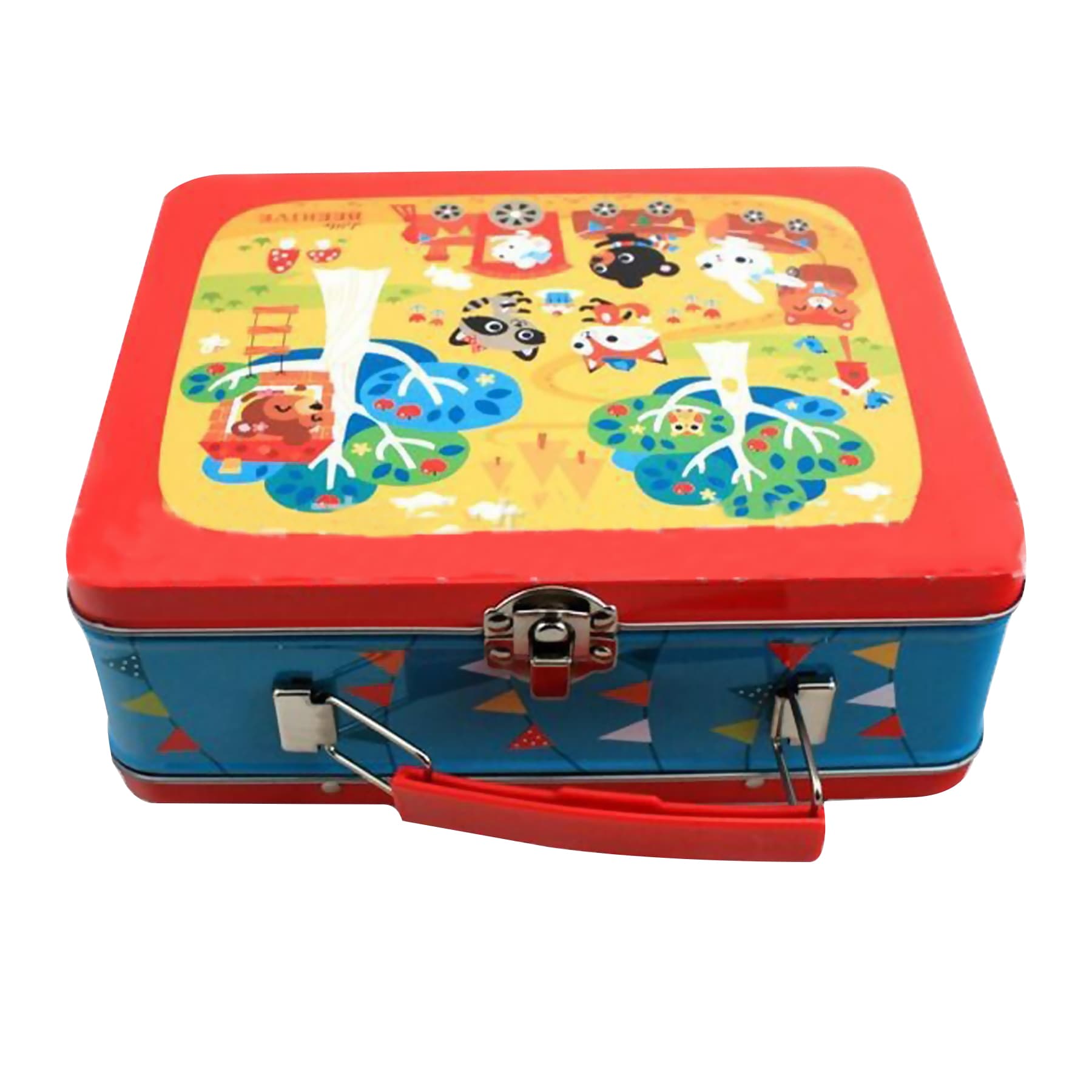7.7"x6" Retro Metal Lunch Box with Handle