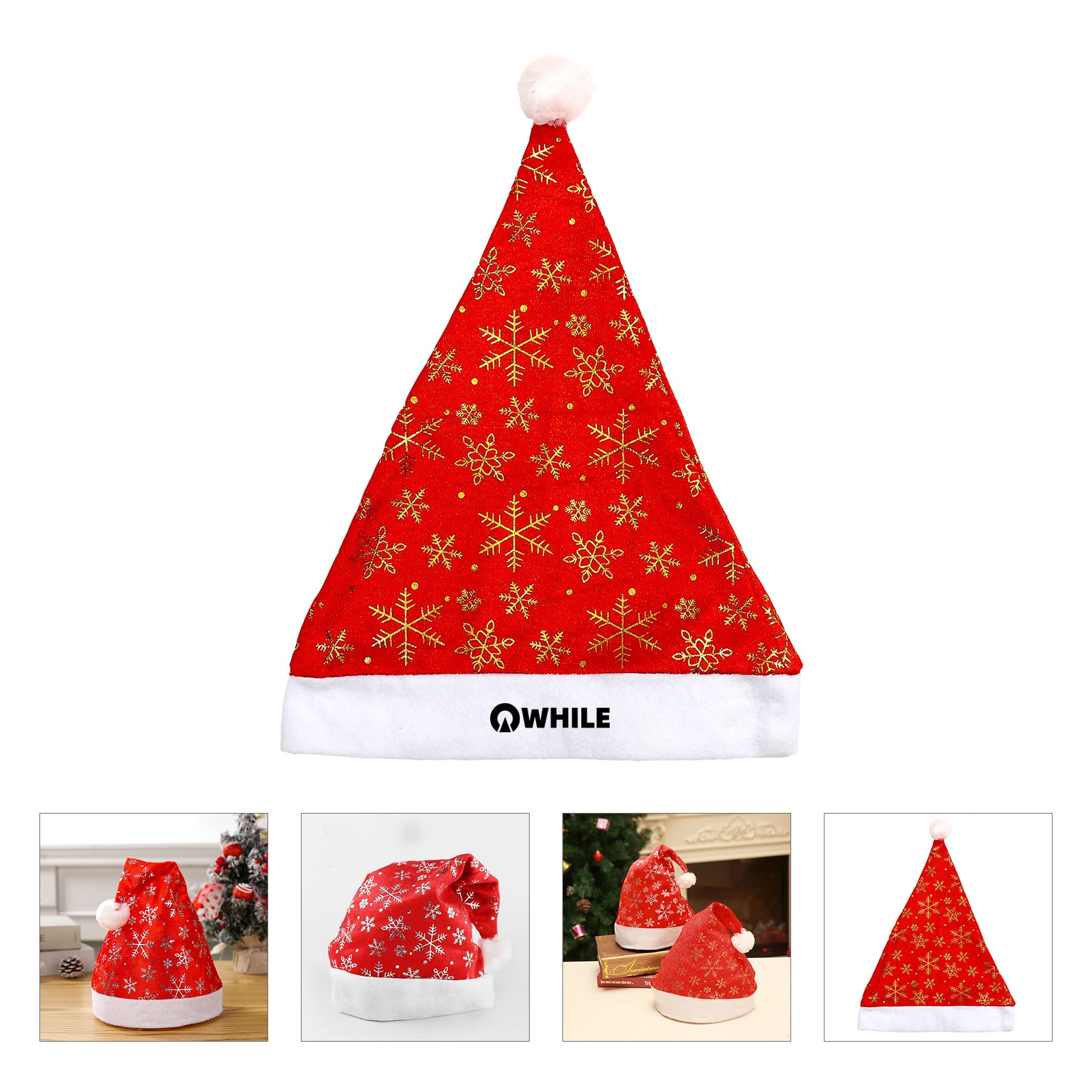 Christmas Santa Hat With Snowflake Pattern