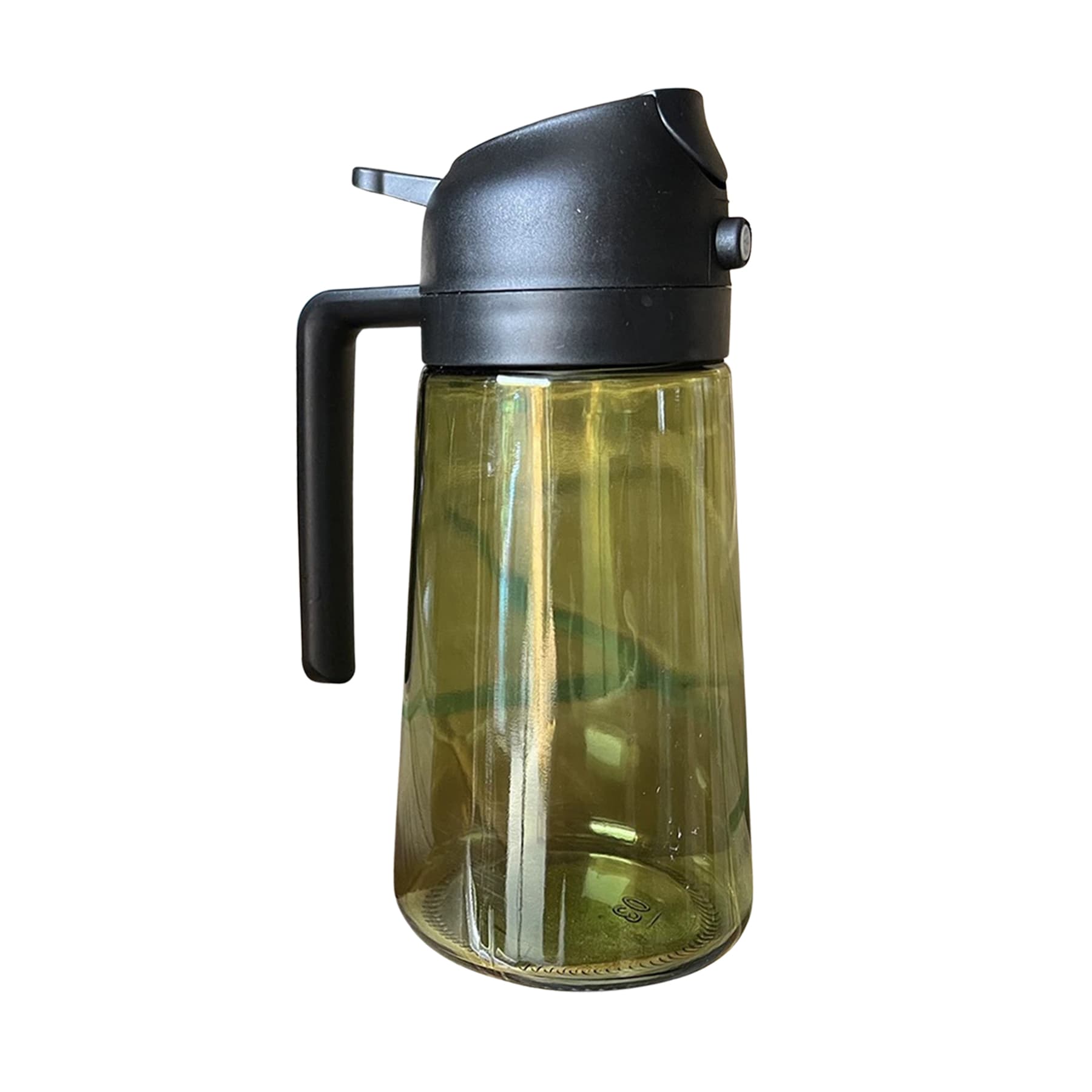 2 in 1 Oil Dispenser and Glass Sprayer for Cooking - 16oz / 470ml Olive Oil Pour - 2 Way Oil Bottles BBQ, Upgraded Light-Blocking - Black