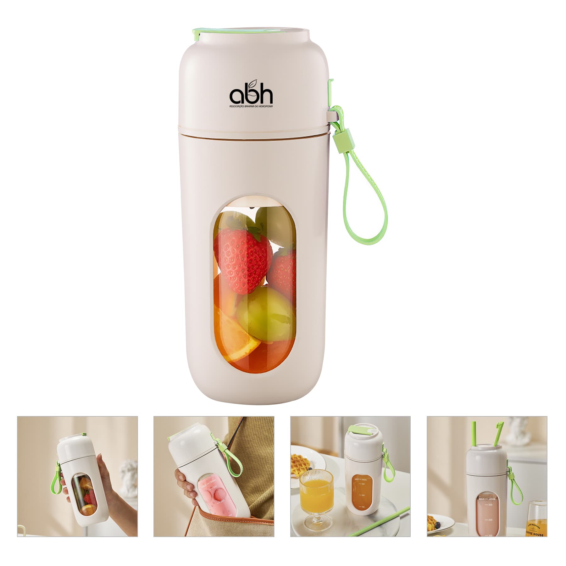 Portable 12-Blade Blender Cup with Straw and Handle