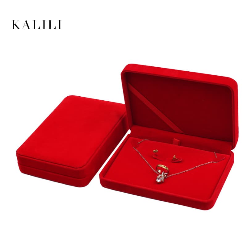Large Velvet Jewelry Set Box Necklace Ring Earring Pendant