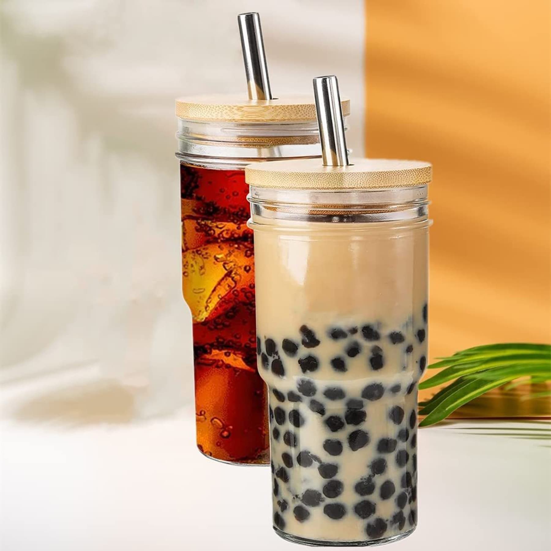 24oz Mason Jar with Handle and Straw