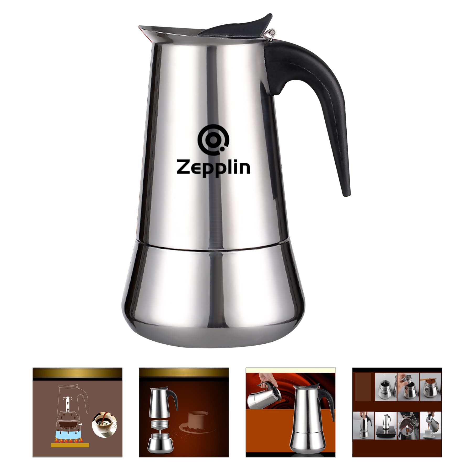 9 Cup/16 OZ Stainless Steel Coffee Maker Moka Pot