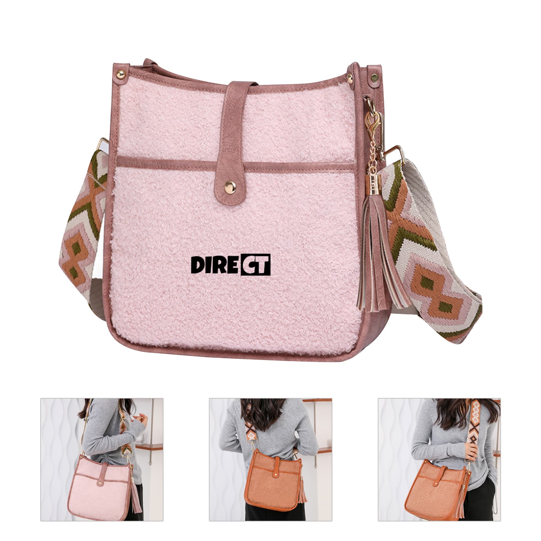 PU Leather Plush Crossbody Bags Fit for Women in Winter