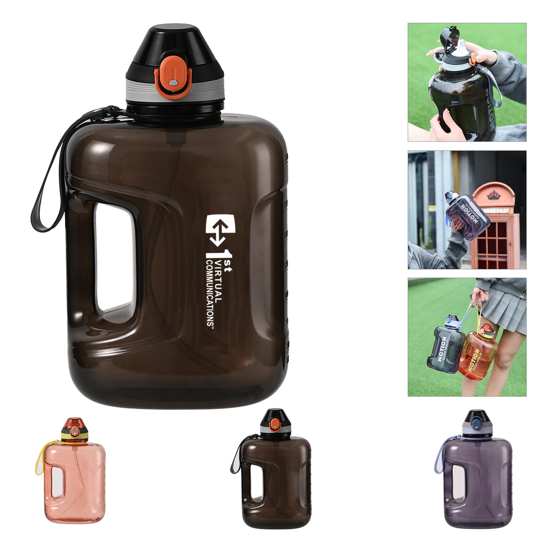 Half Gallon Water Bottle Jug with Straw