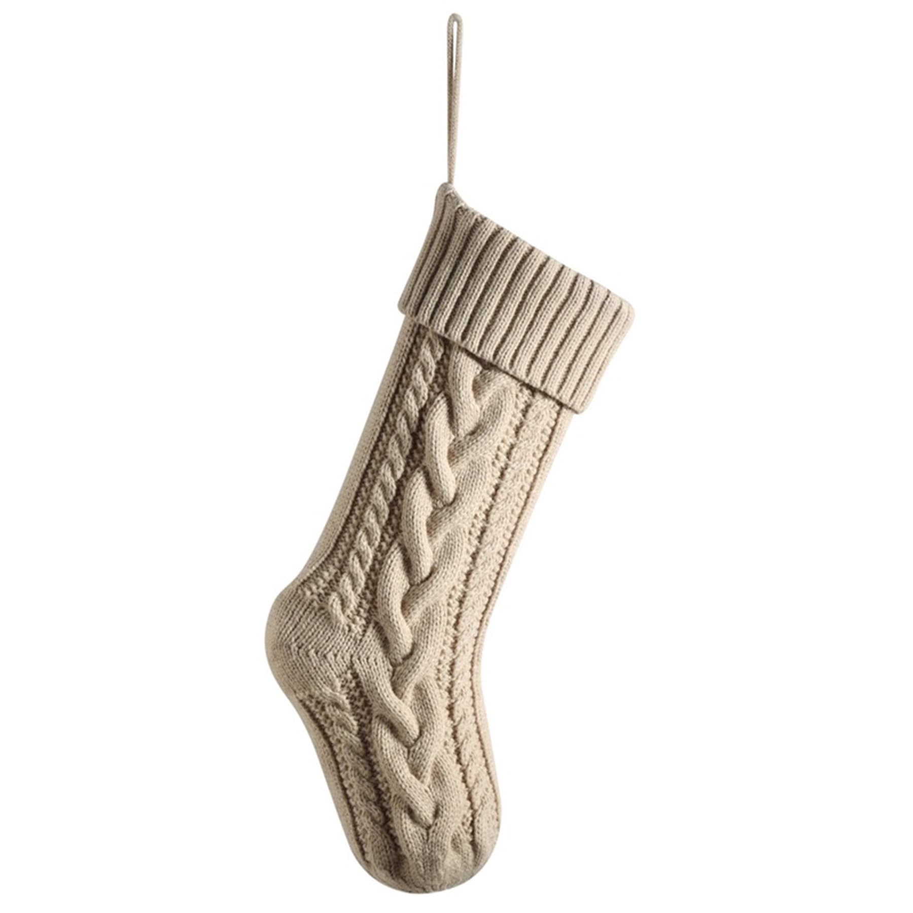 Knitted Christmas Stocking Ornament Color-blocking Gift Bag