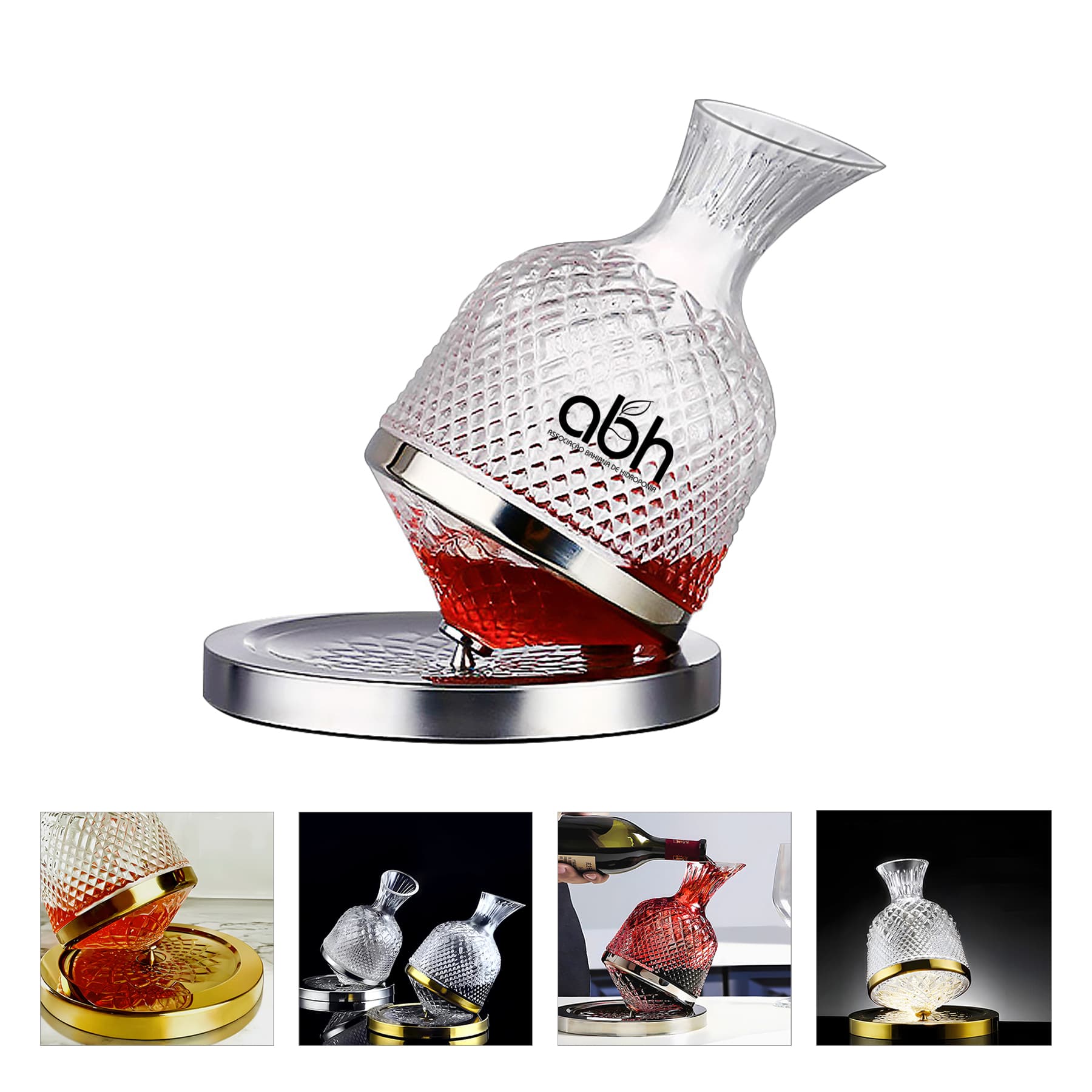 Crystal Glass Diamond Rotating Wine Decanter