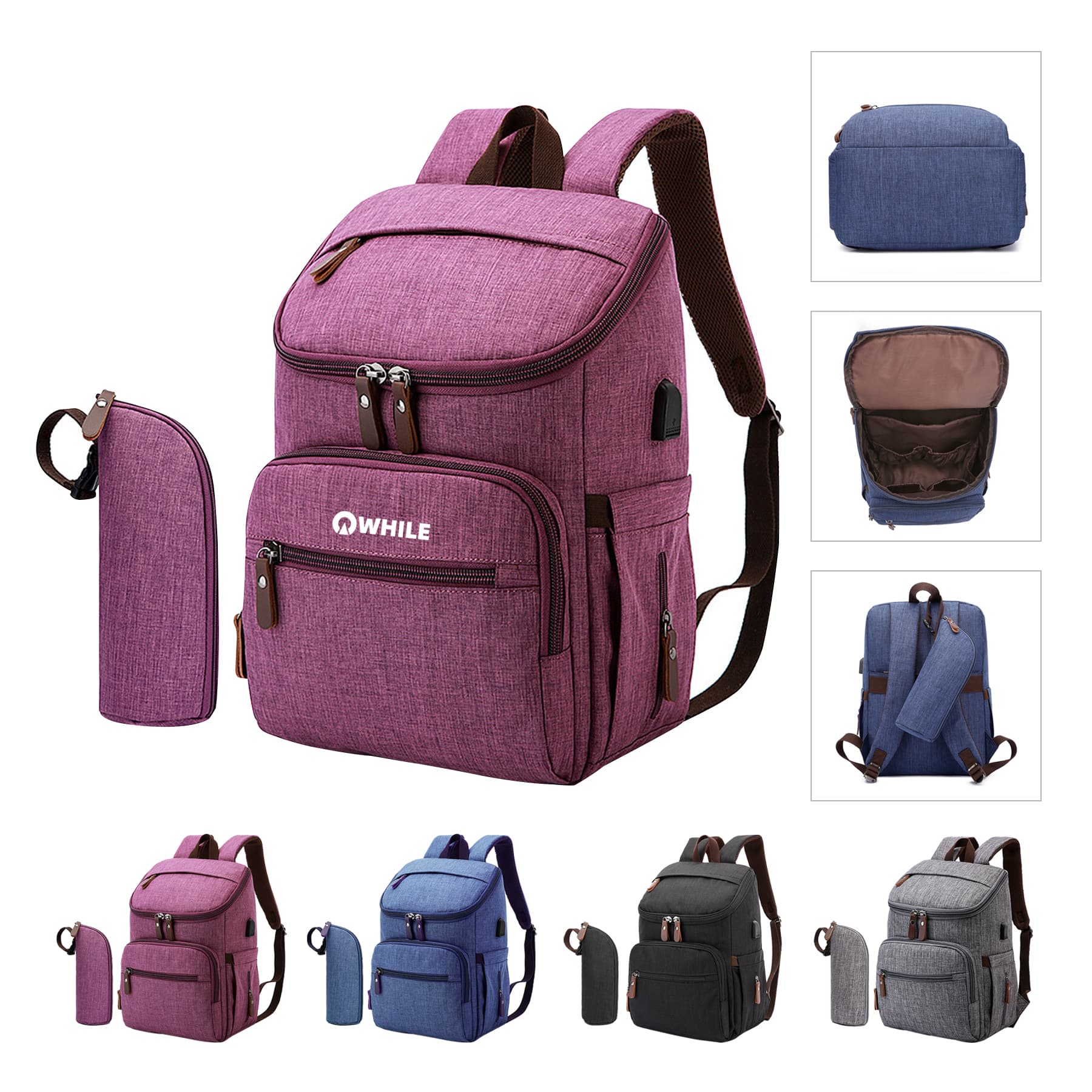 Diaper Backpack With Baby Bottle Bag