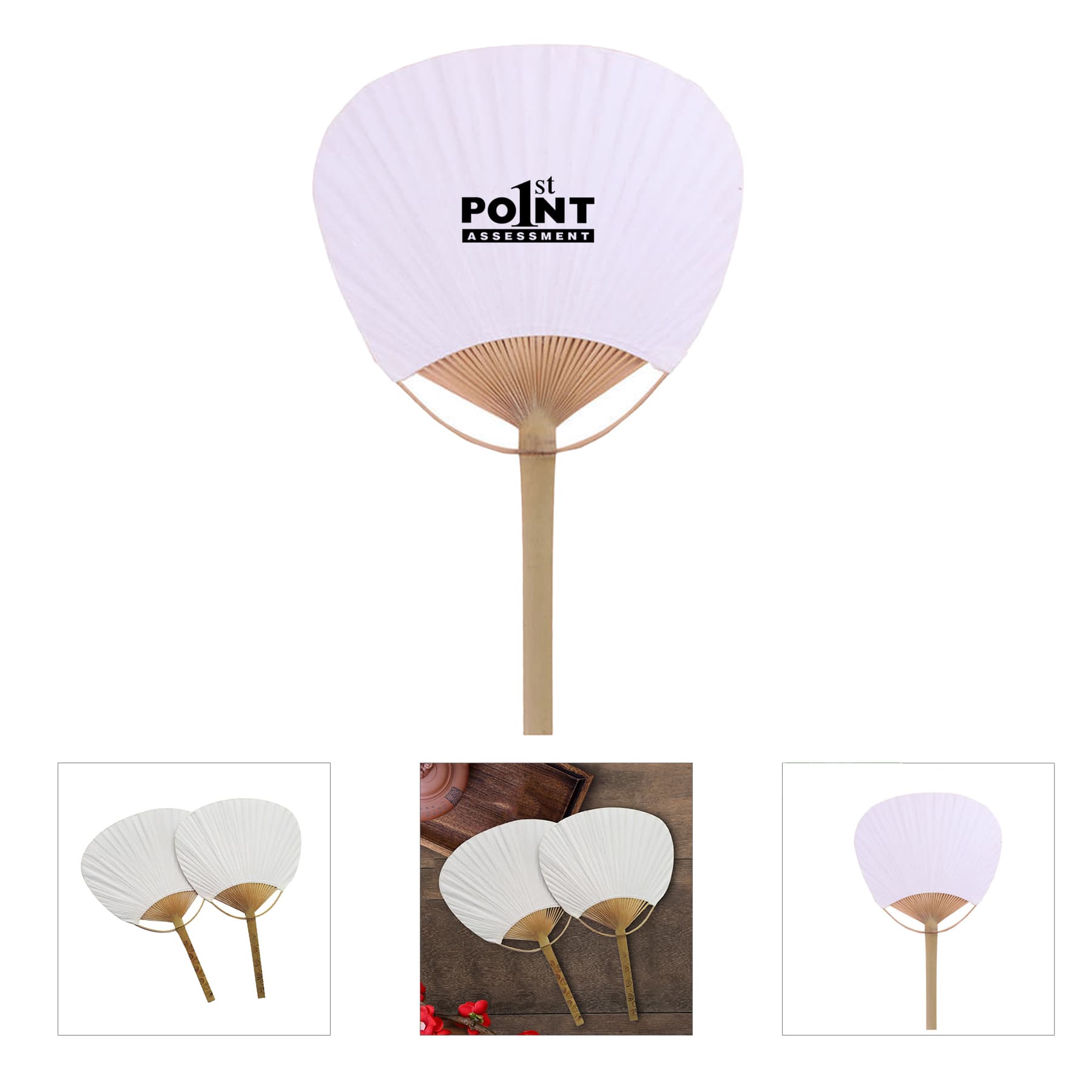 Paddle Fan Paper With Bamboo Handle